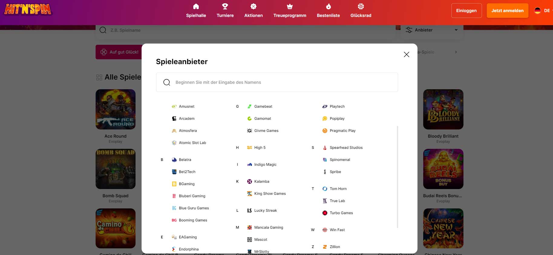 HitnSpin Online Casino Spieleanbieter